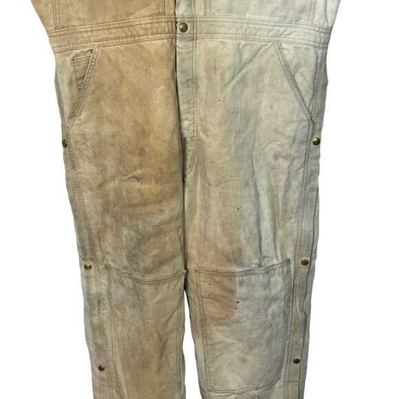 Carhartt VTG Coverall Insulated Double Front Knee Bib Overalls FLAW Tan 42x29 - Picture 4 of 10